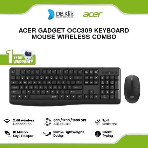 Acer Gadget OCC309 Keyboard Mouse Wireless Combo