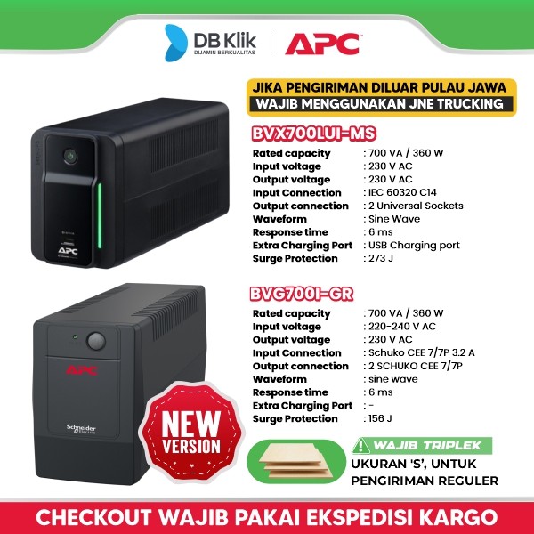 APC BVX700LUI-MS/BVG700I-GR Easy UPS 700VA 360W