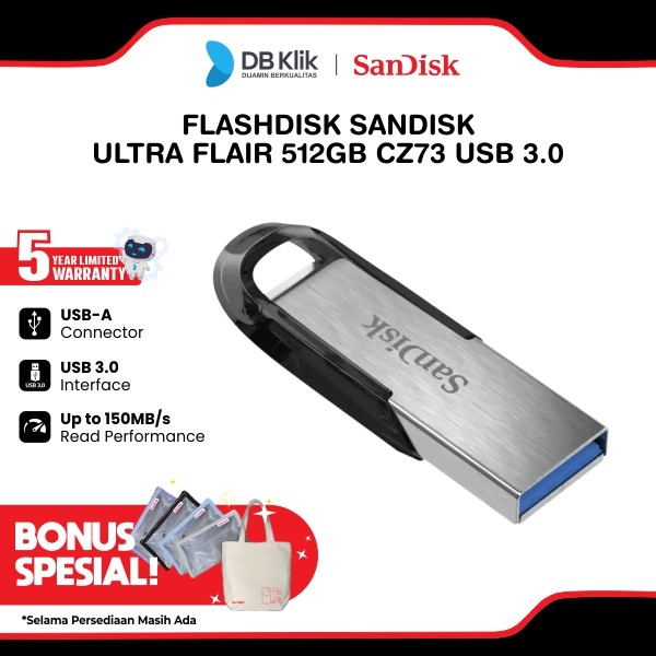 Flashdisk SanDisk Ultra Flair CZ73 512GB Usb 3.0 Metal SDCZ73-512G-G46