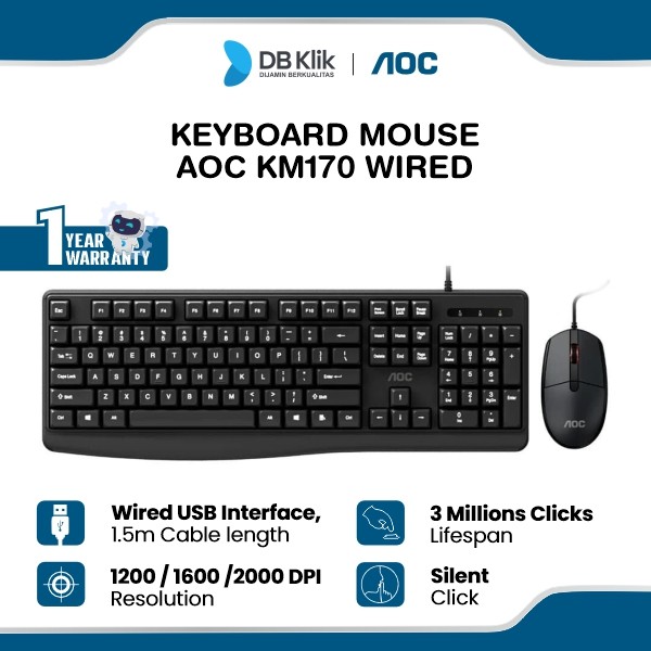 Keyboard Mouse AOC KM170 Wired
