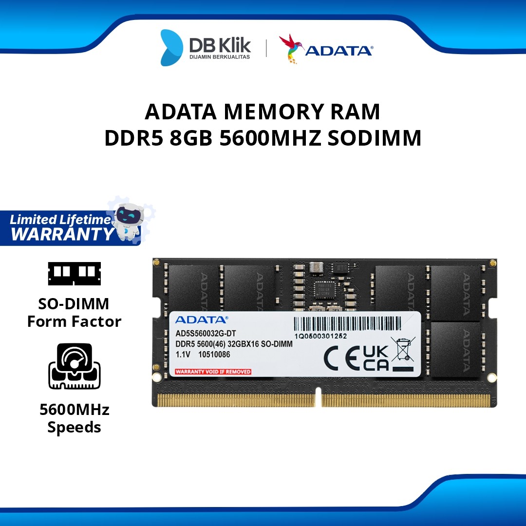 ADATA Memory RAM DDR5 8GB 5600MHz SODIMM
