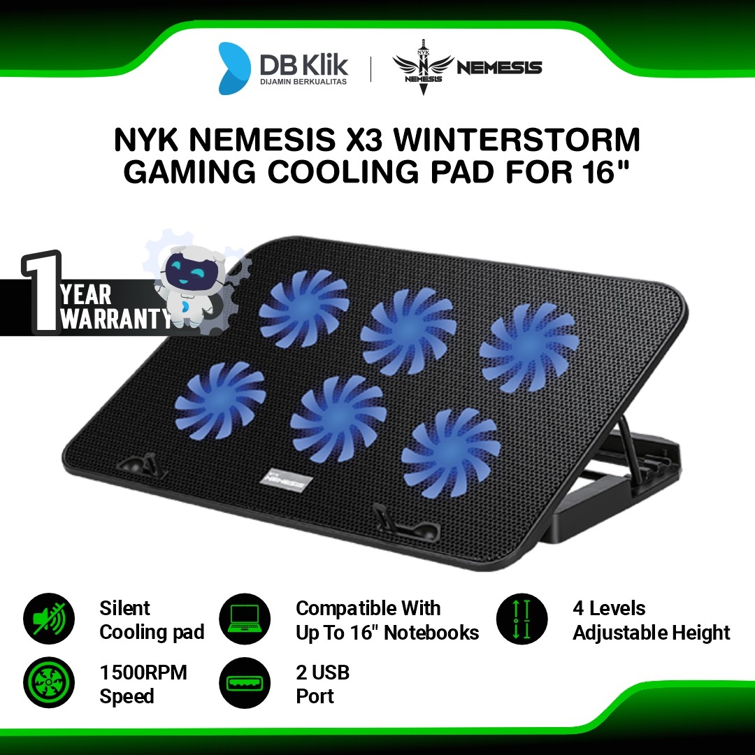 NYK Nemesis X3 Winterstorm Gaming Cooling Pad for 16"