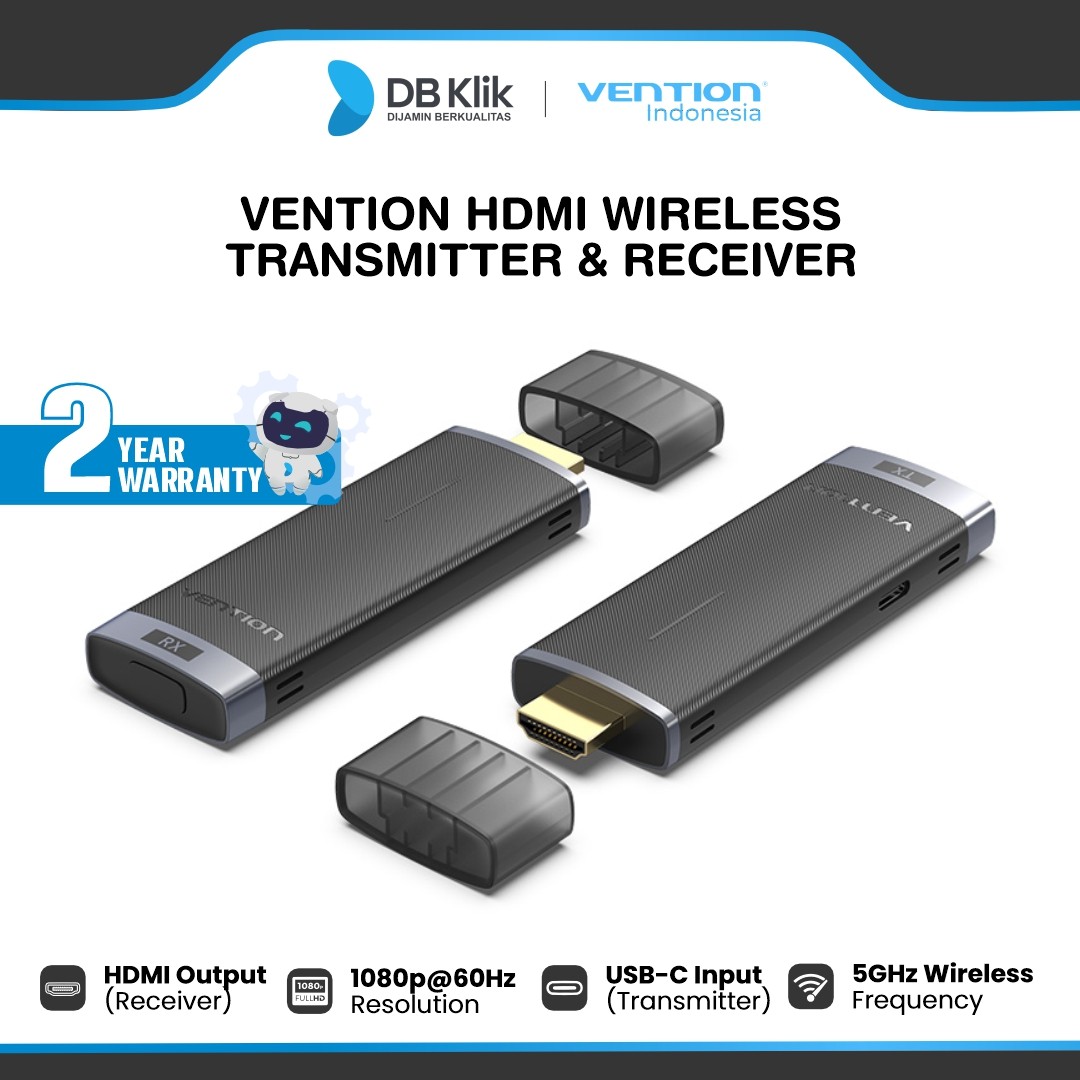 Vention HDMI Wireless Transmitter & Receiver FHD USB-C - Black (ADCL0)