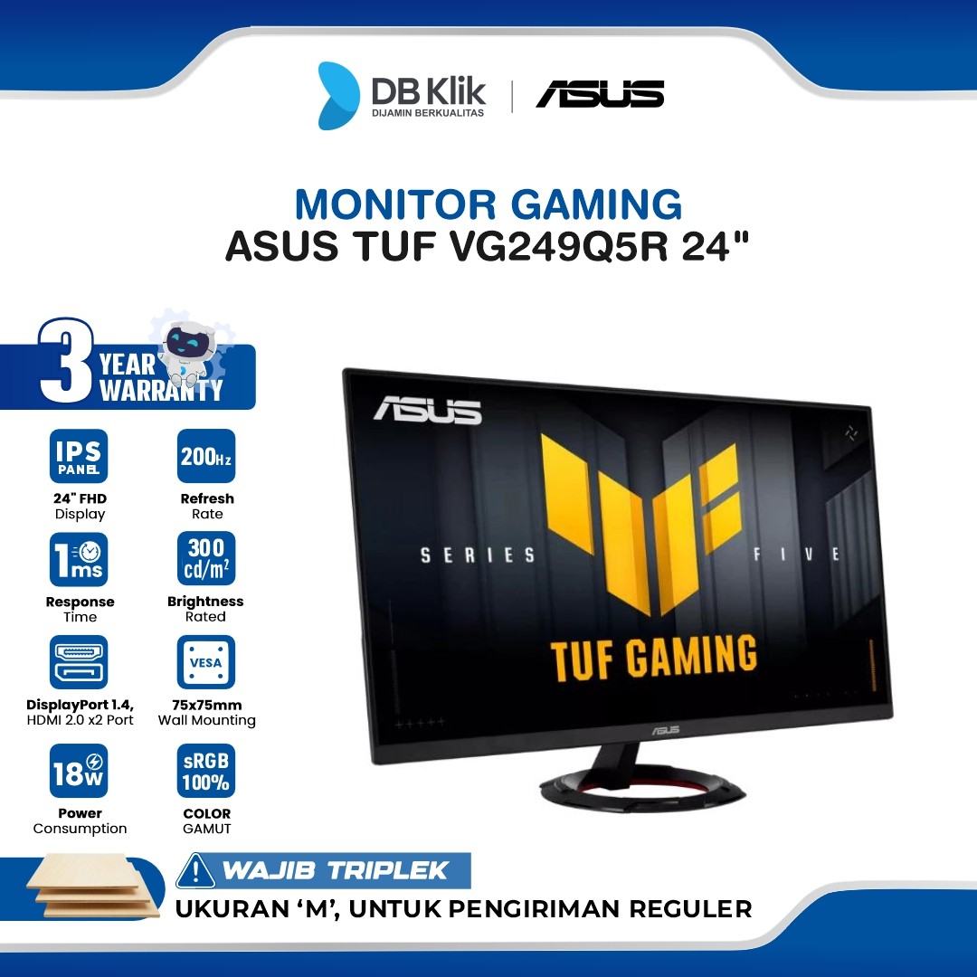 Monitor Gaming ASUS TUF VG249Q5R 24" FHD IPS 200Hz 1ms AMD FreeSync HDR10 Built In Speaker HDMI DP