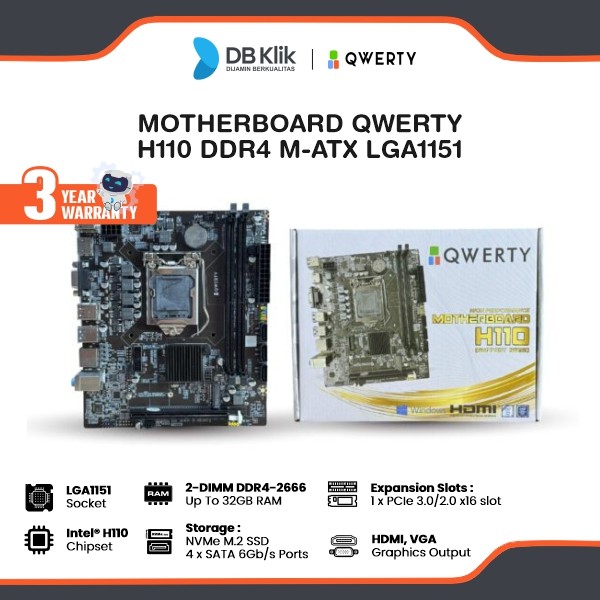 Motherboard QWERTY H110 DDR4 m-ATX LGA1151