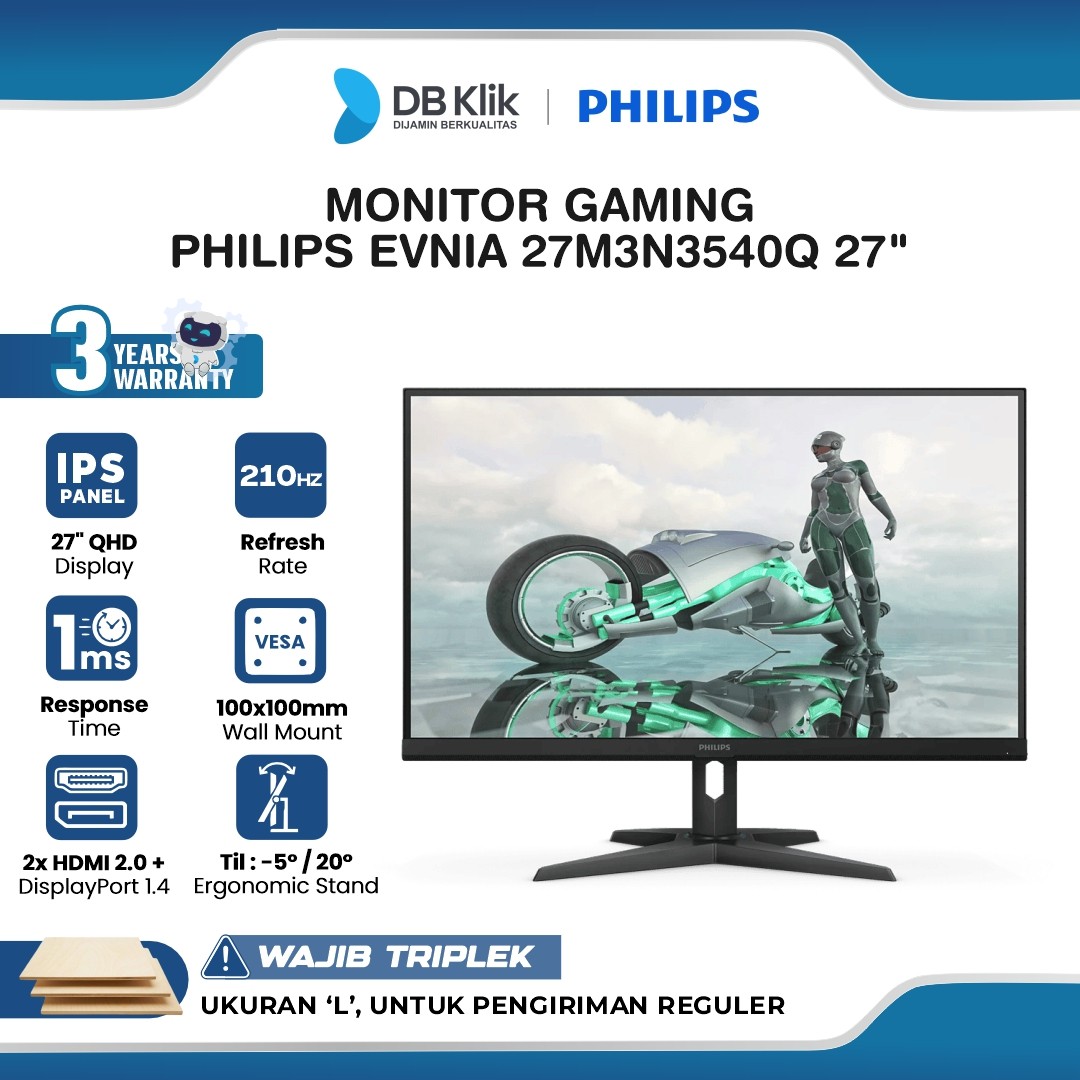 Philips Evnia 27M3N3540Q Monitor Gaming 27" IPS 2K QHD 200Hz 1ms Adaptive-Sync HDR10 HDMI DP