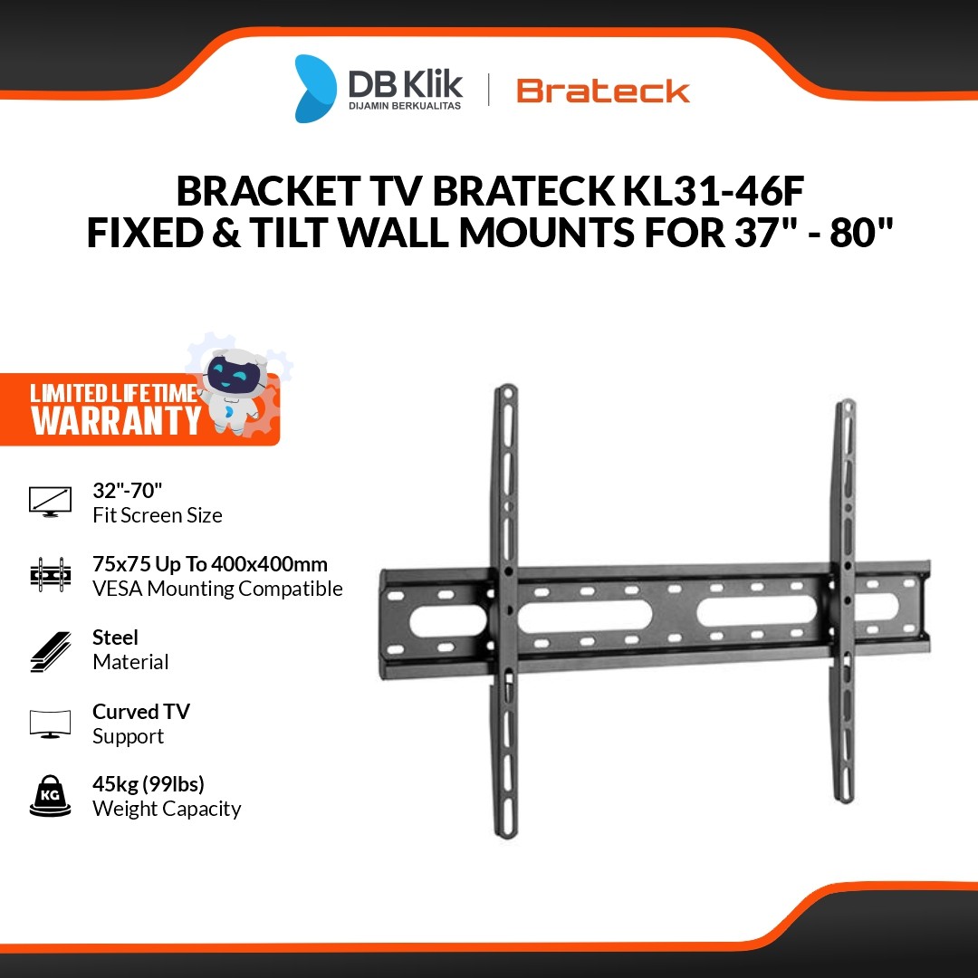 Bracket TV Brateck KL31-46F Super Economy Fixed & Tilt Wall Mounts for 37" - 80"