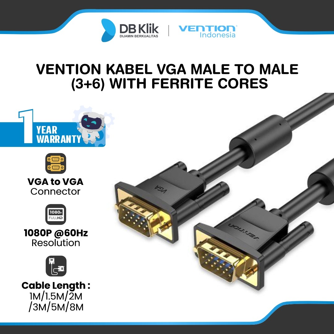 Vention Kabel VGA Male to Male (3+6) with Ferrite Cores