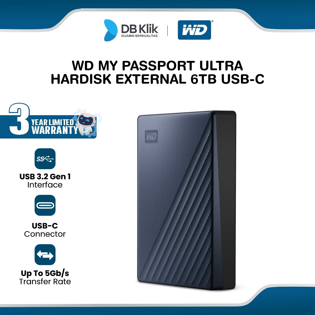 WD MY PASSPORT ULTRA Hardisk External 6TB USB-C