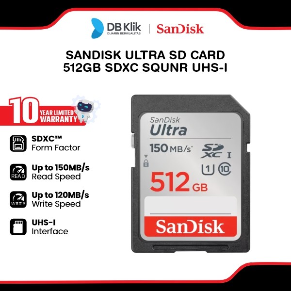 SD Card SanDisk Ultra SDHC SDXC UHS-I 512GB