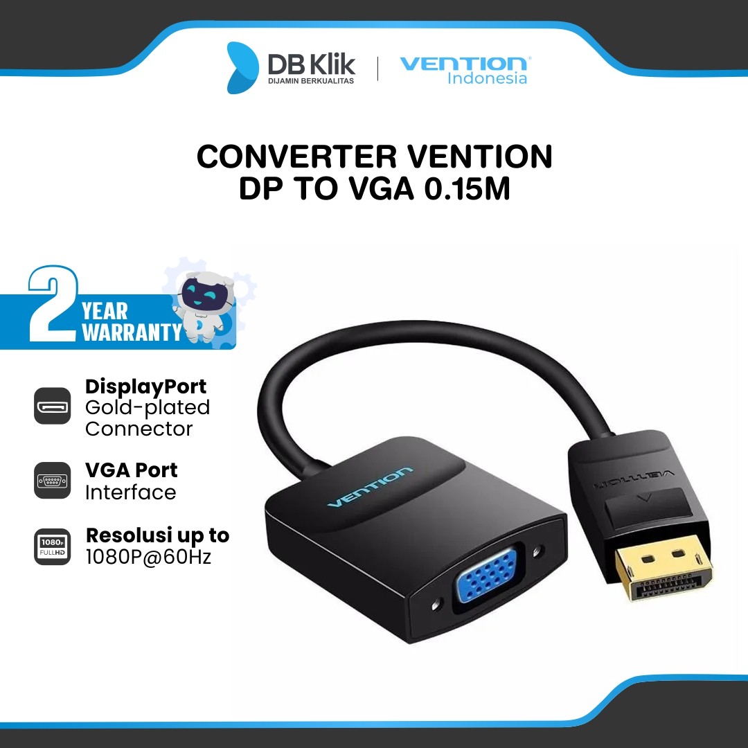 Converter Vention DP to VGA 0.15M - Konverter DP to VGA Black HBFBB