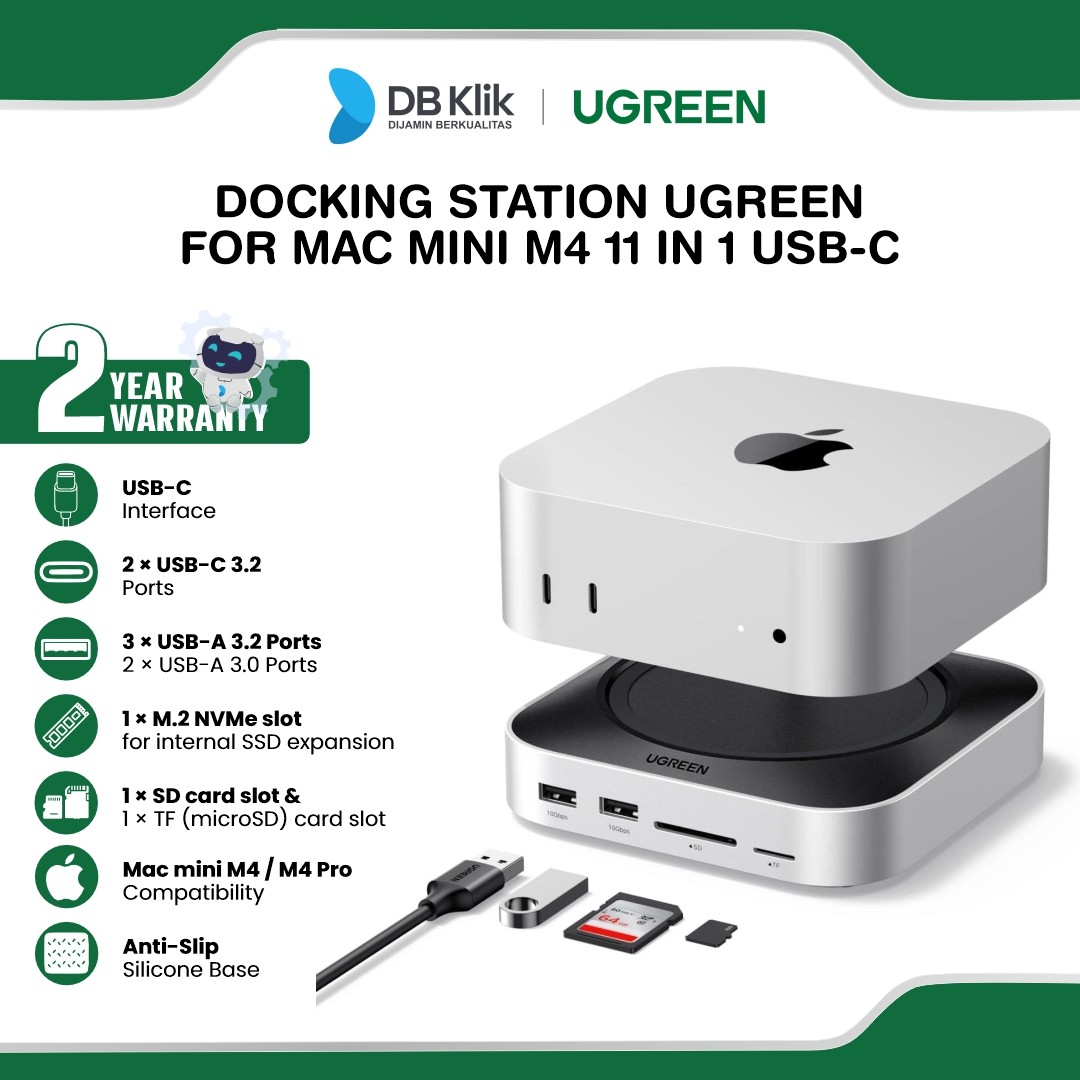Docking Station UGreen For MAC Mini M4 11 in 1 USB-C with M.2 SSD Enclosure Case (65487)