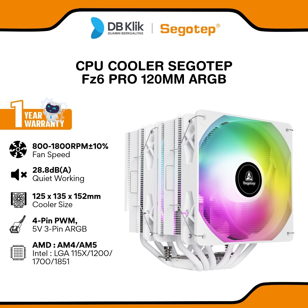 CPU Cooler SEGOTEP FZ6 Pro 120mm ARGB - White