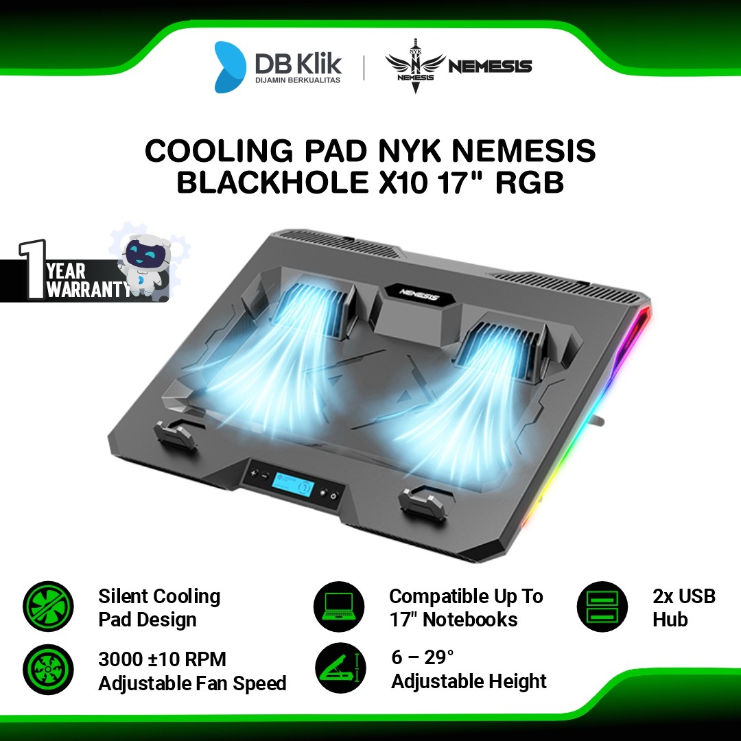Cooling Pad NYK Nemesis BLACKHOLE X10 17" RGB
