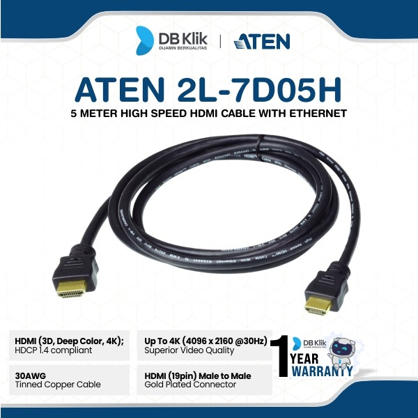 Aten 2L-7D05H 5m High Speed True 4K Hdmi Cable with Ethernet