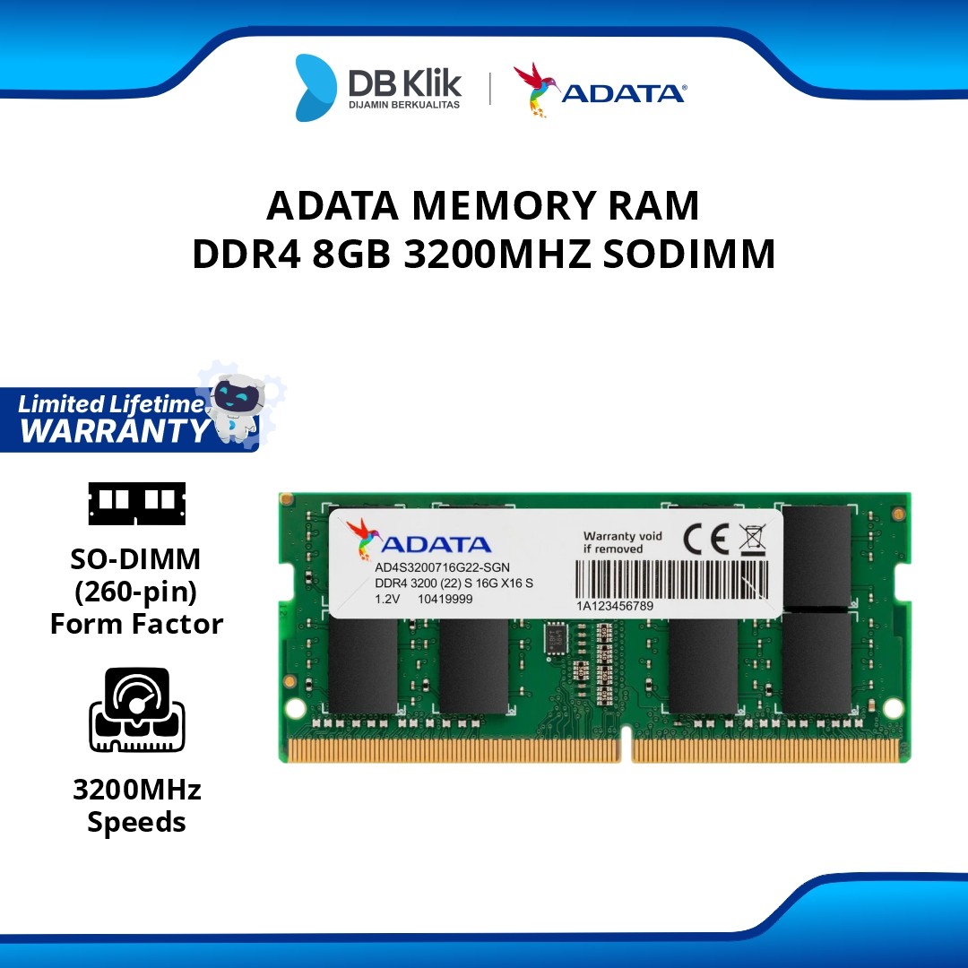 ADATA Memory RAM DDR4 8GB 3200MHz SODIMM