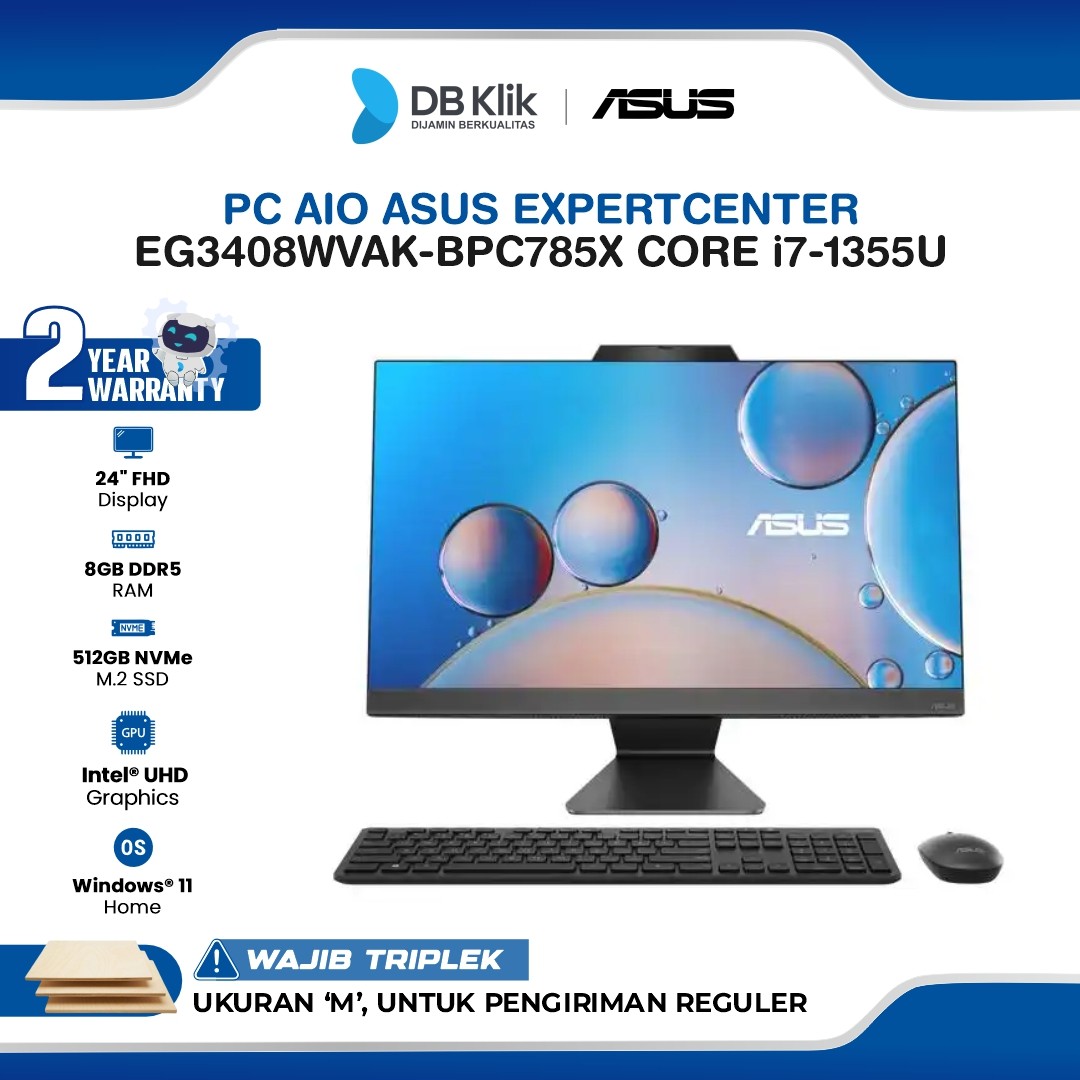 PC AIO ASUS ExpertCenter EG3408WVAK-BPC785X INTEL Core i7-1355U 8GB DDR5/512GB M.2 NVMe INTEL UHD Windows 11 Home NO OHS 24" FHD - Black