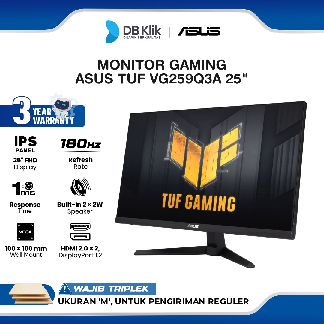 ASUS TUF VG259Q3A 180Hz / VG259Q5A 200Hz Monitor Gaming 25" IPS FHD 1ms AMD FreeSync Built in Speaker HDMI DP