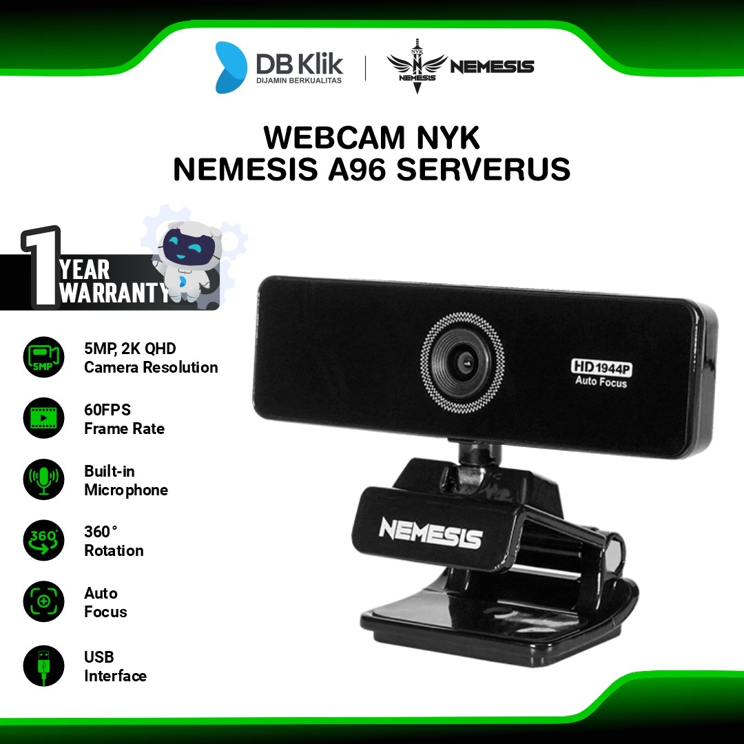 Webcam NYK Nemesis A96 Serverus 2K QHD Built in Microphone (WC N96)