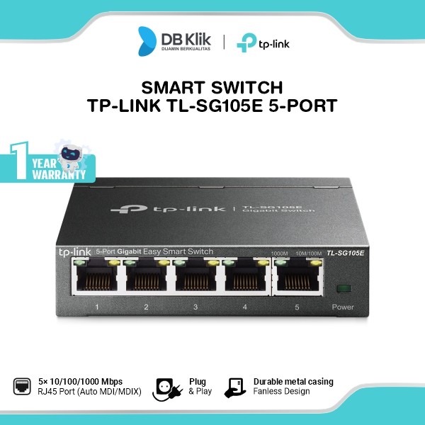 Tp-Link Smart Switch Tl-Sg105E 5-Port Gigabit- Hub Tp Link Tl Sg105E