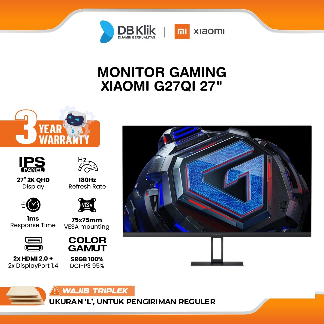 Monitor Gaming XIAOMI G27Qi 27" 2K QHD IPS 180Hz 1ms AMD FreeSync HDMI DP
