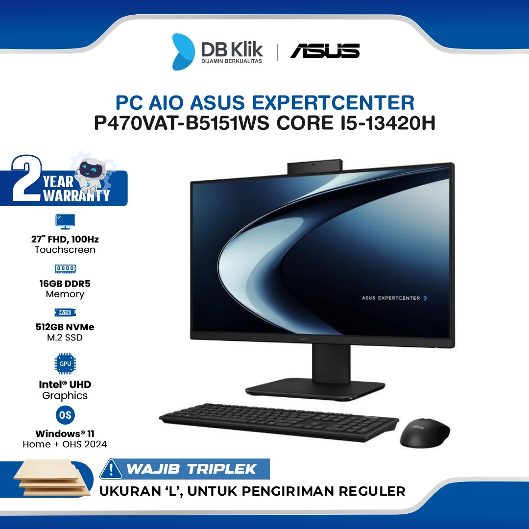 PC AIO ASUS ExpertCenter P470VAT-B5151WS INTEL Core i5-13420H 16GB DDR5/512GB M.2 NVMe INTEL UHD Windows 11 Home + Microsoft Office Home 2024 27" FHD Touch Screen - Black