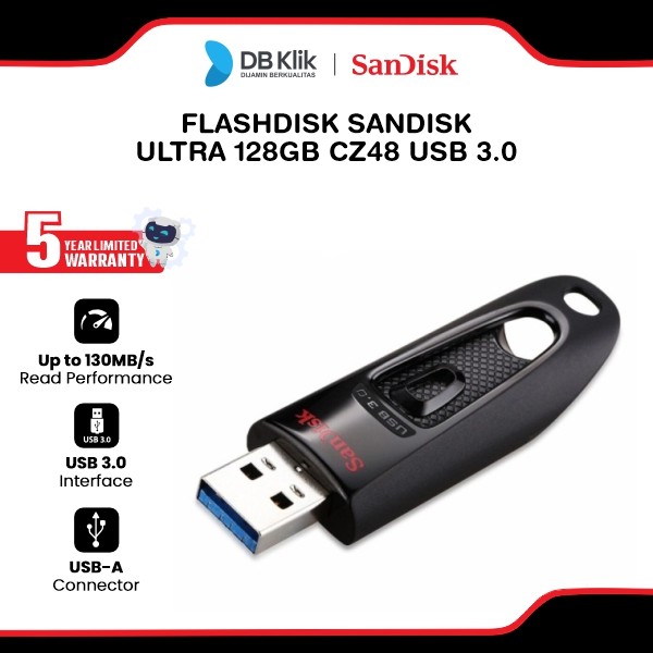 Flashdisk SanDisk Ultra 128GB CZ48 USB 3.0-Flash Drive USB Sandisk 128