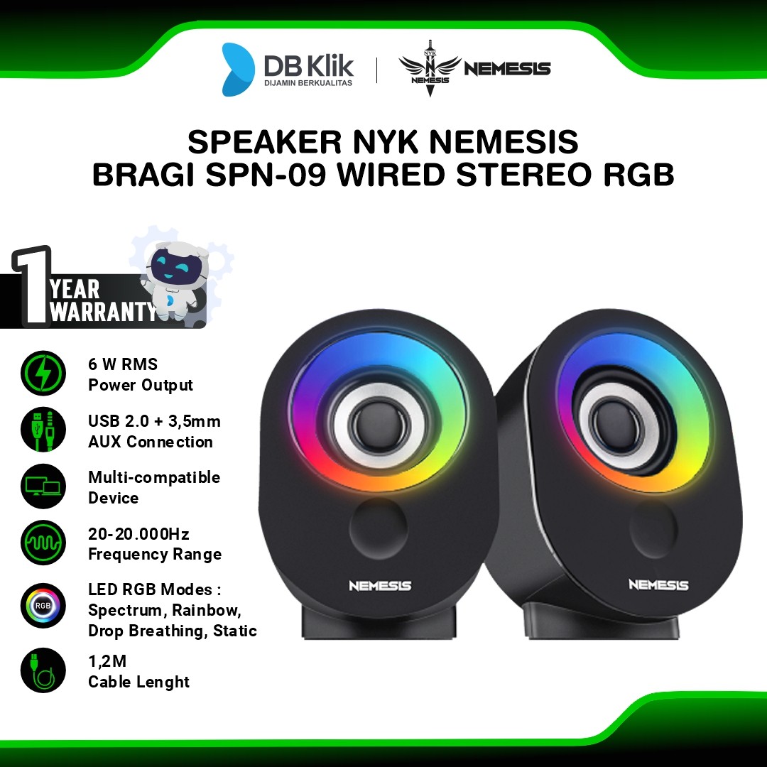 Speaker NYK Nemesis BRAGI SPN-09 Wired Stereo RGB