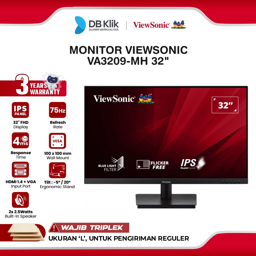 Monitor VIEWSONIC VA3209-MH 32" FHD IPS 75Hz 4ms Built in Speaker HDMI VGA