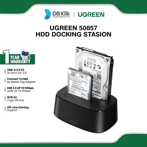 Hard Drive Docking Stasion UGreen Usb A 3.0 to 2 SATA 3,5" 2,5" 50857