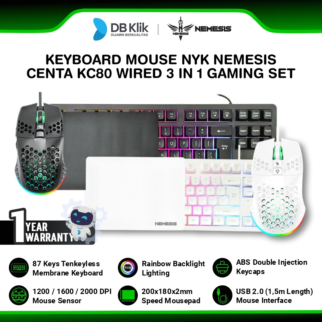 Keyboard Mouse NYK Nemesis CENTA KC80 Wired 3 in 1 Gaming Set