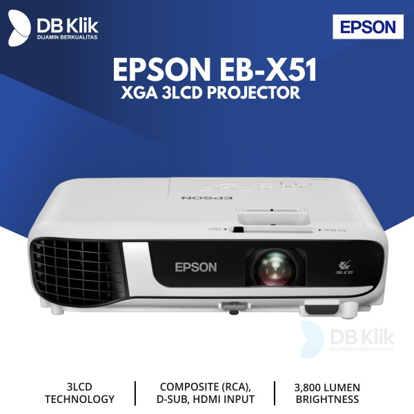Projector EPSON EB-X51 XGA 3800 Lumens D Sub HDMI - EPSON EBX51