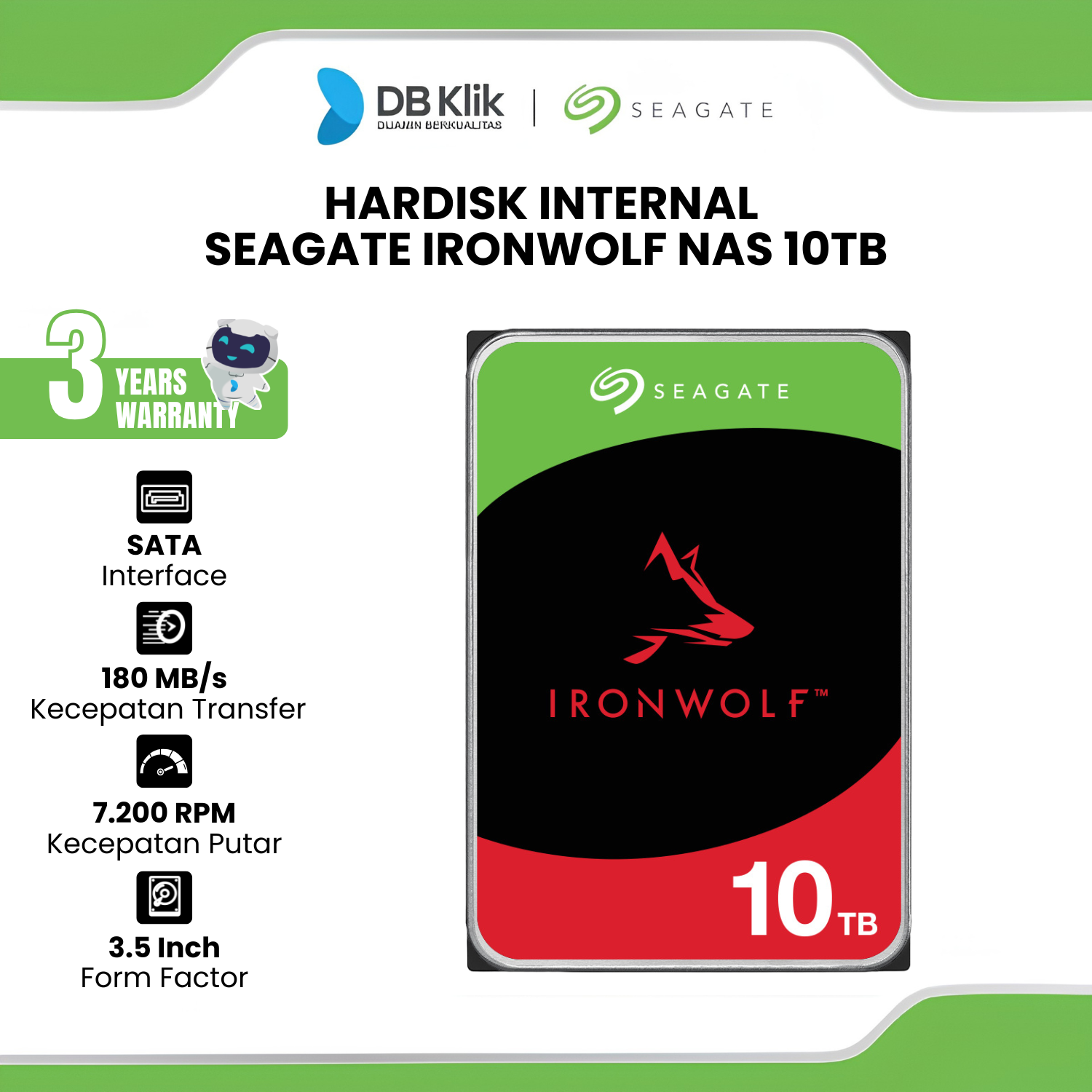 Hardisk Internal Seagate IronWolf NAS 10TB SATA