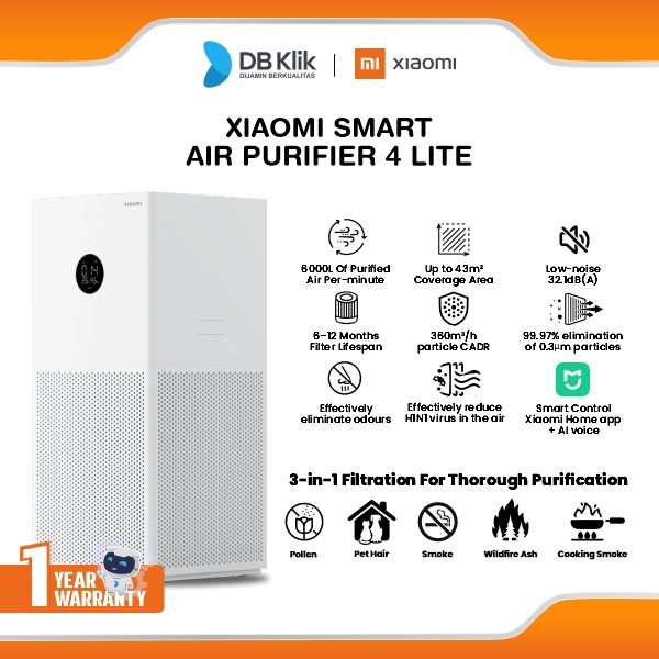 Smart Air Purifier Xiaomi 4 Lite Size - Penyaring Udara Ionisasi