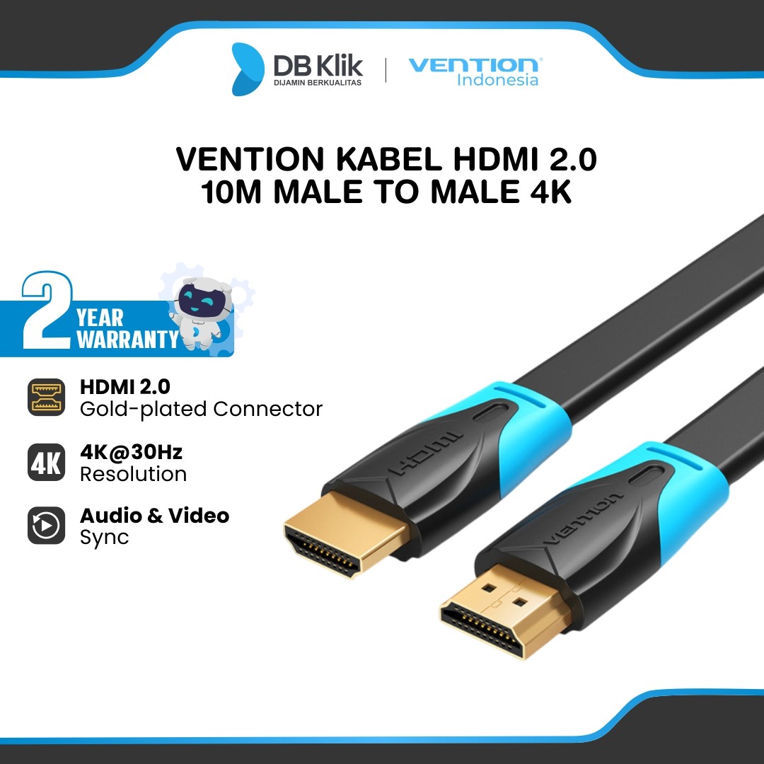 Kabel HDMI Vention AAC 10M Male to Male 4K 30Hz - Kabel HDMI Ultra HD Round Black AACBL