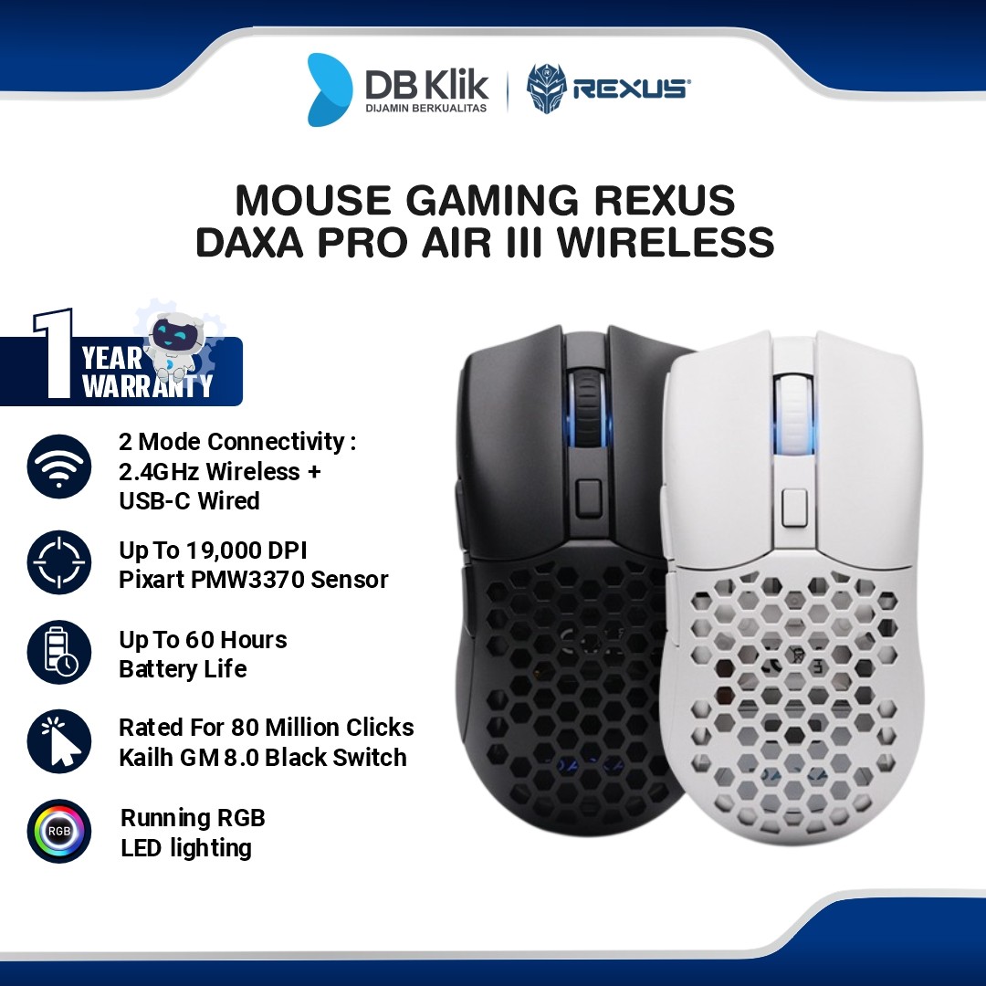 Mouse Gaming Rexus Daxa Pro Air III Wireless 19.000 DPI