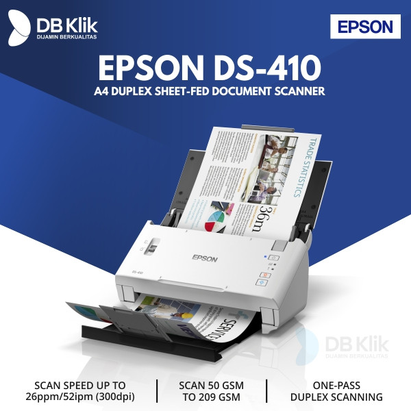 Scanner EPSON DS-410 A4 Duplex Sheet-fed Document 300DPI - EPSON DS410