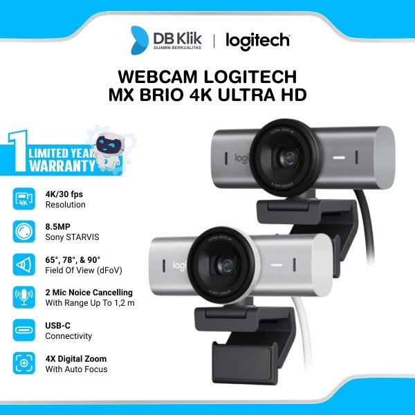 Webcam Logitech MX Brio 4K Ultra HD Noise-reducing