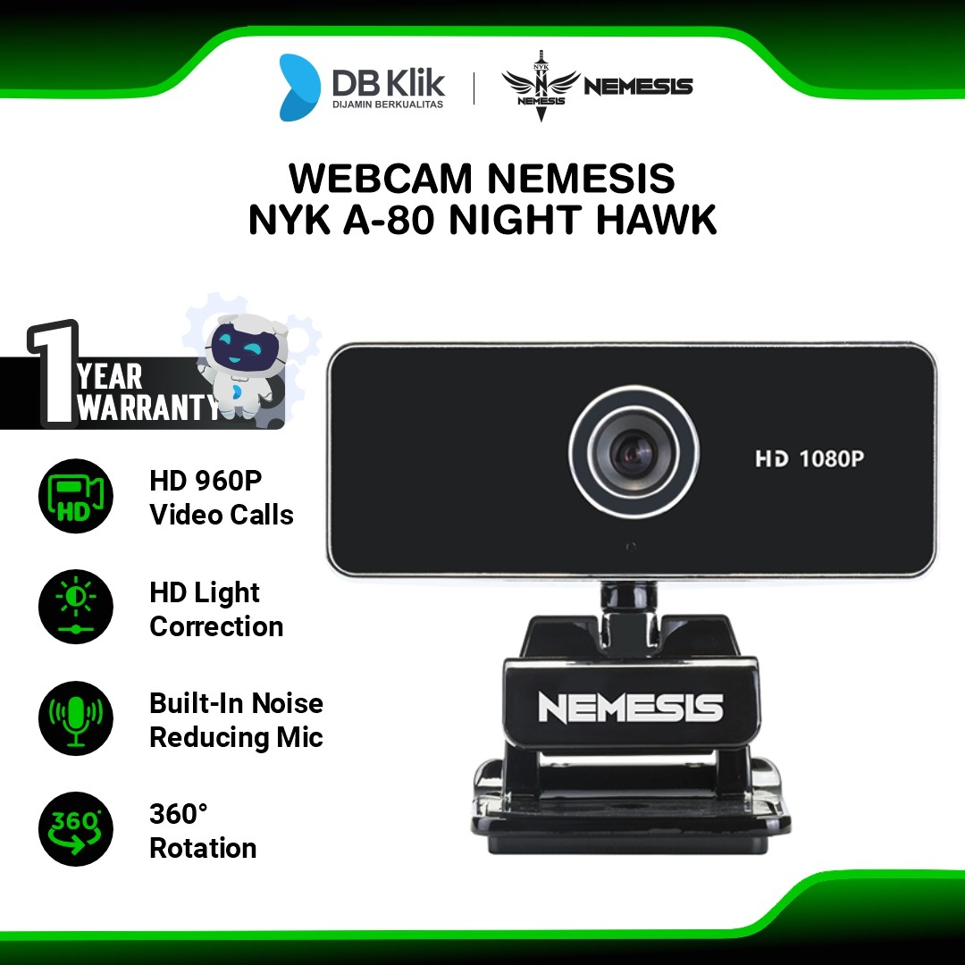 NYK Nemesis A80 Night Hawk Webcam Gaming HD 960P with Built-in Noise Reducing Mic