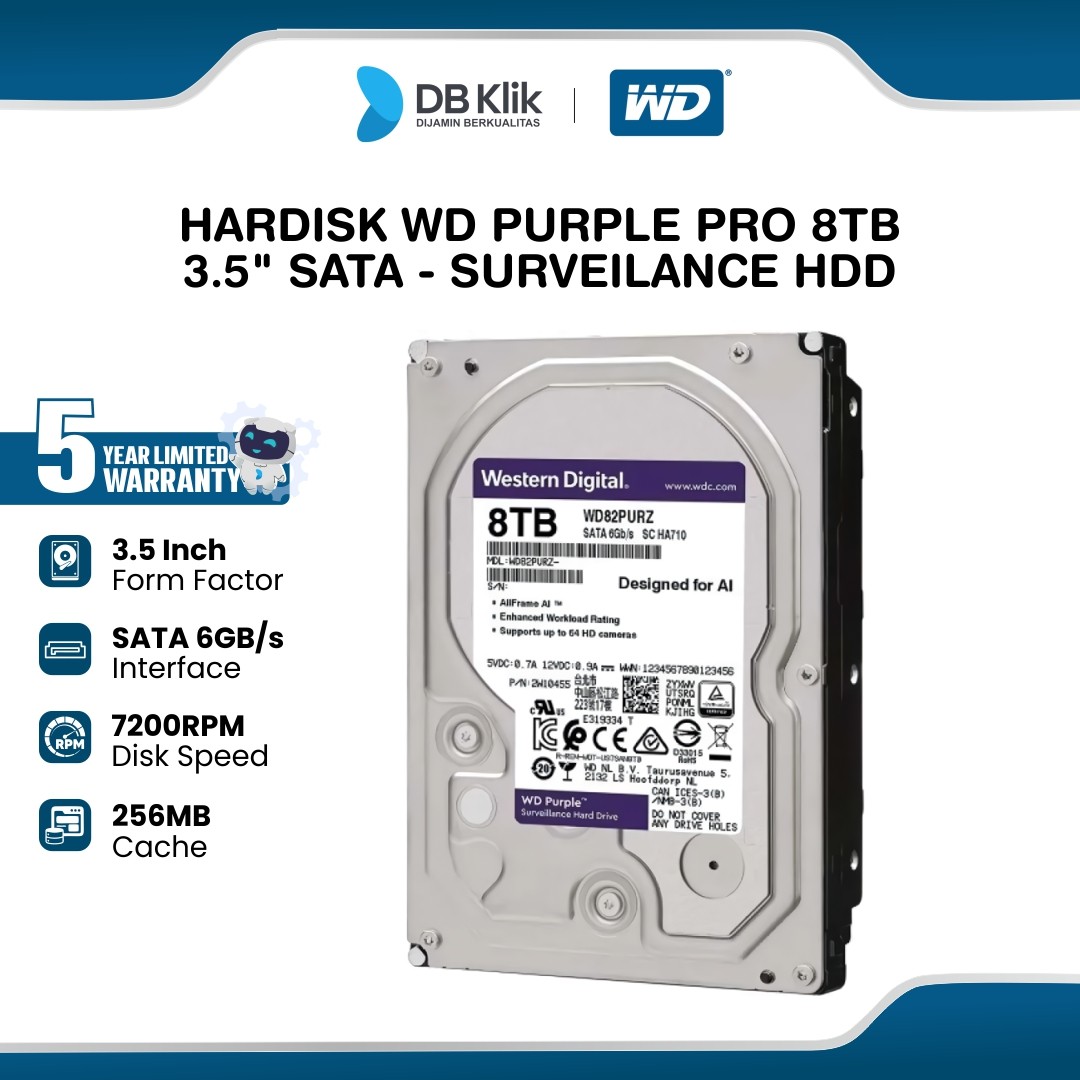 Hardisk WD PURPLE PRO 8TB 3.5 Inch SATA - Surveilance HDD