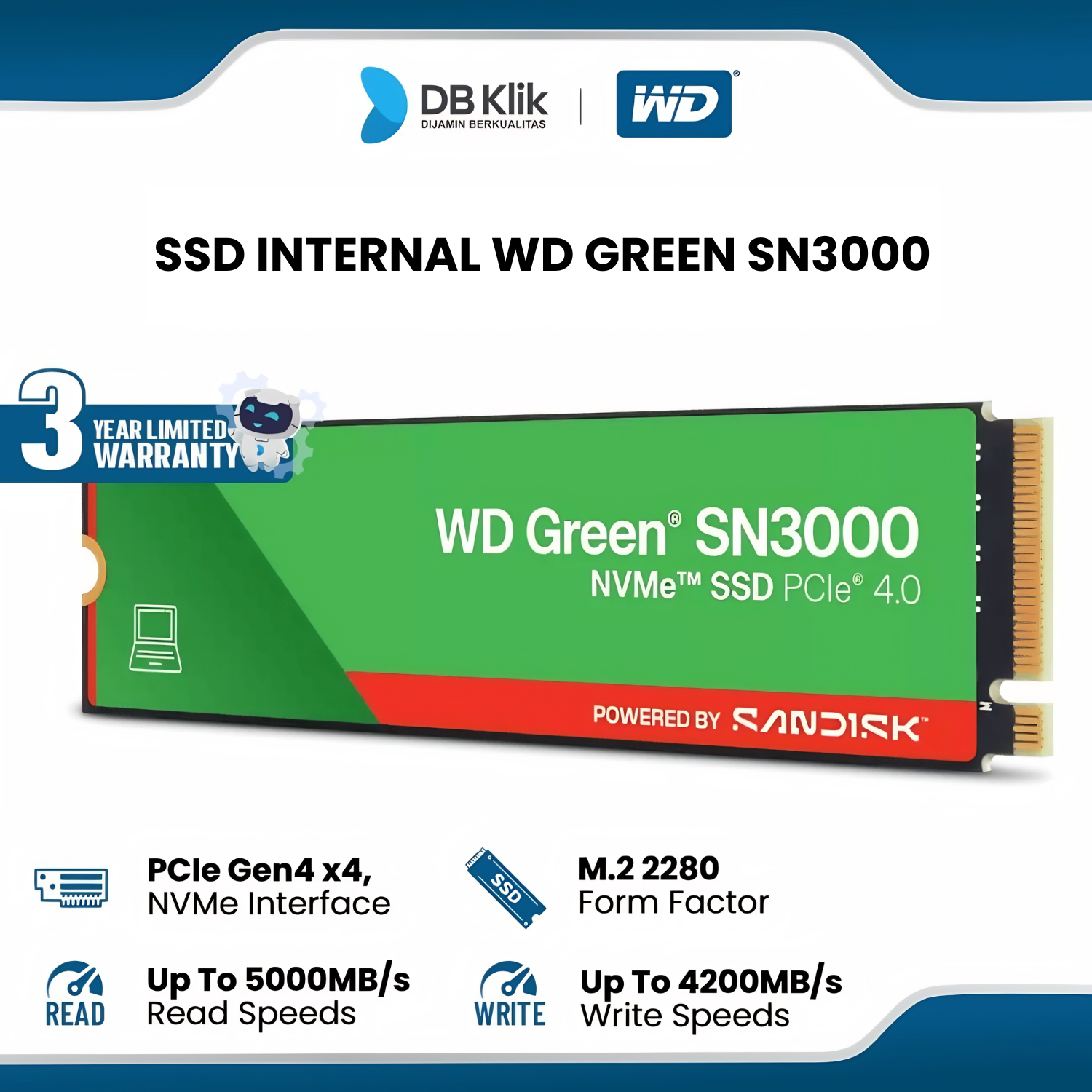 SSD Internal WD Green SN3000 M.2 NVMe PCIe Gen 4