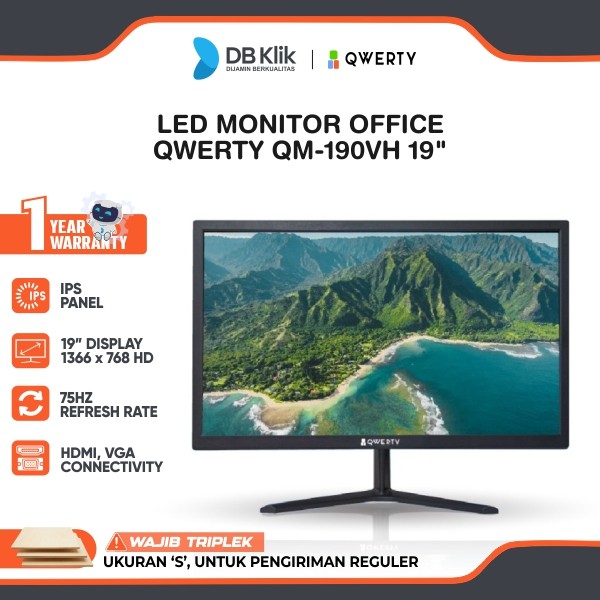 LED Monitor Office QWERTY QM-190VH 19" IPS 75Hz HDMI VGA