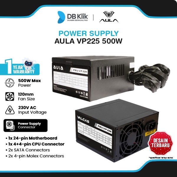 Power Supply Aula VP225 500W Flat Cable - Psu Aula VP 225