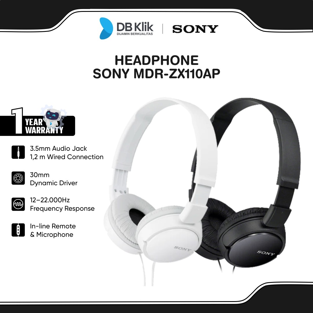 Headphone SONY MDR-ZX110AP Overbands On Ear - Headset ZX 110AP