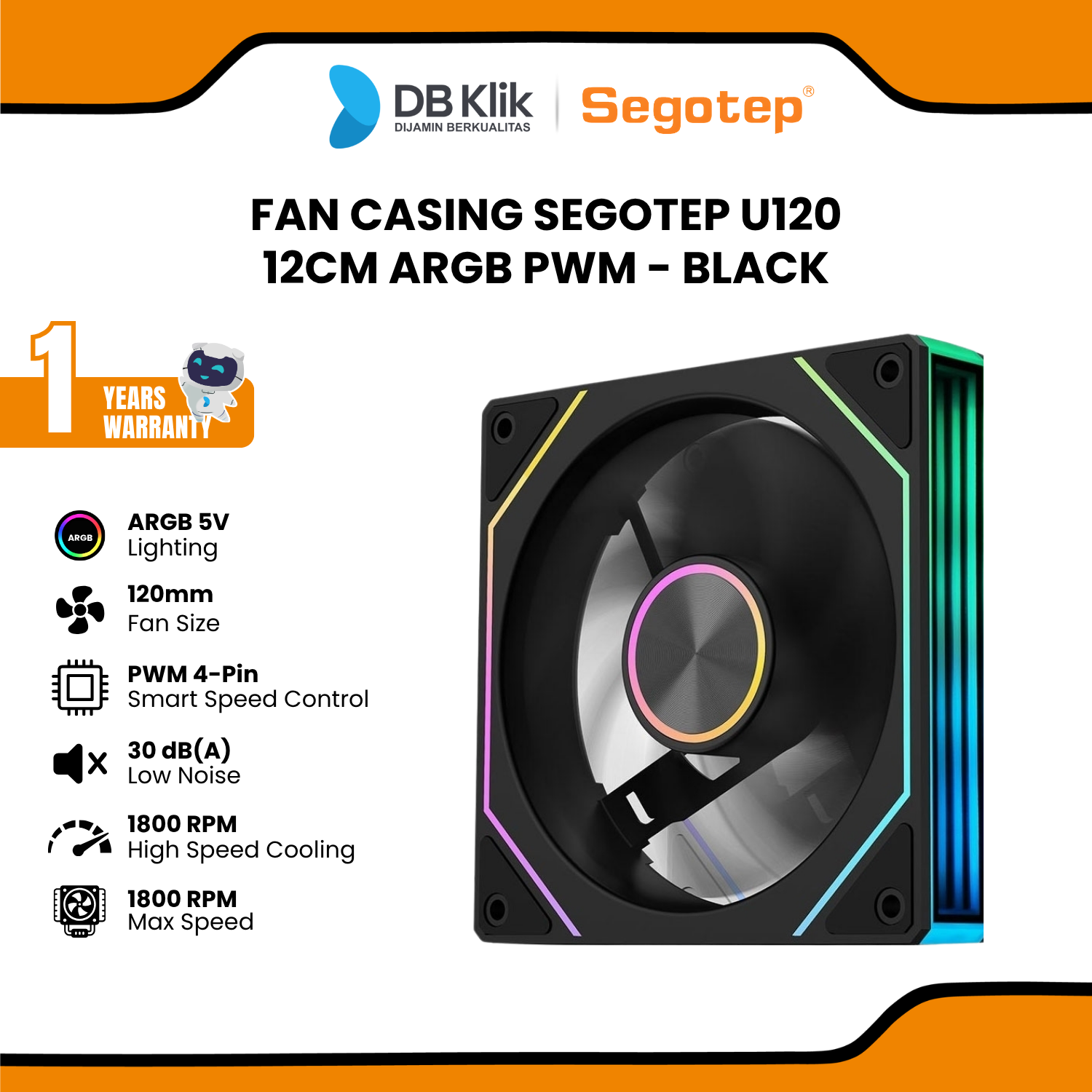 Fan Casing Segotep U120 12cm ARGB PWM - Black