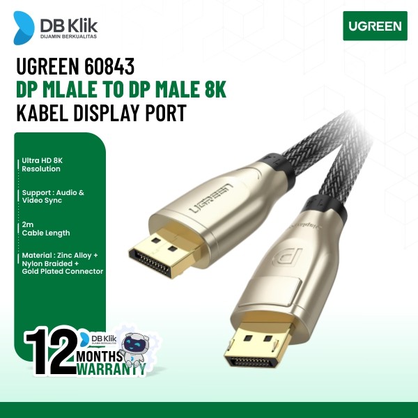 Kabel Display Port UGreen DP Mlale to DP Male 8K 2M Gold Plated 60843