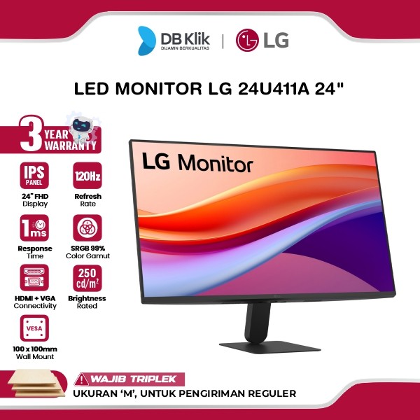 Monitor LG 24U411A 24" FHD IPS 120Hz 1ms Dynamic Action Sync HDR10 HDMI VGA