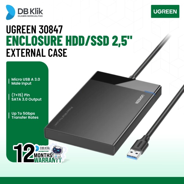 Enclosure UGreen HDD/SSD 2,5" SATA to USB A 3.0 (30847)