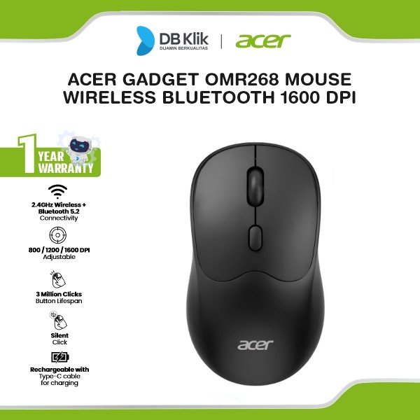 Acer Gadget OMR268 Mouse Wireless Bluetooth 1600 DPI