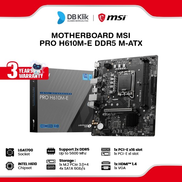 Motherboard MSI PRO H610M-E DDR5 m-ATX LGA1700